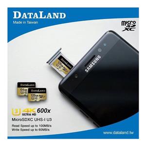 کارت حافظه microSDXC  دیتالند مدل 600x کلاس  UHS-I U3 سرعت 100MBps ظرفیت 128 گیگابایت dataland micro sd