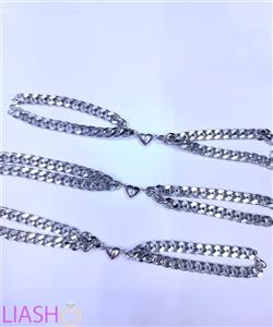 دستبند ست کاپلی نقره ای