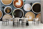 پوستر دیواری سه بعدی کافی شاپ طرح نمای هوایی انواع قهوه