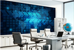 کاغذ دیواری سه بعدی  آژانس مسافرتی طرح جهان تکنولوژی