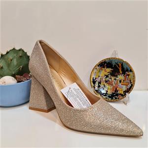 کفش مجلسی زنانه  مدل پاشنه مکعبی زمینه شمعی کد 76