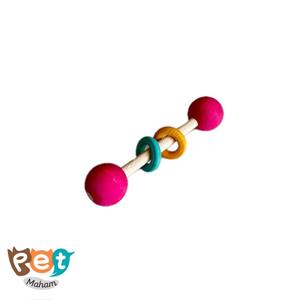 اسباب بازی چوبی پرنده مدل دمبل حلقه دار