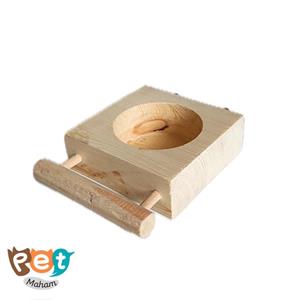 ظرف غذا پرنده مدل تک حفره چوبی