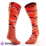 جوراب اسکی بچه گانه ودز مدل Wedze Orange Patterned 100