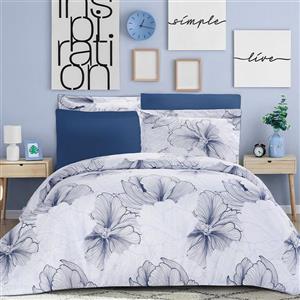 سرویس ملحفه ساتن کیسه ای لوییزا آبی نفتی