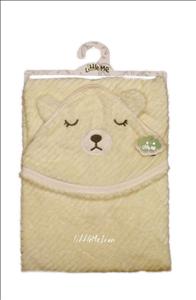 پتو دور پیچ کلاه دار مخمل کبریتی little me طرح خرس خوابالو