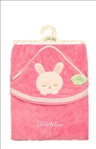 پتو دور پیچ کلاه دار مخمل کبریتی little me طرح دخترونه