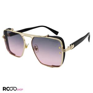 عینک آفتابی با فریم رنگ طلایی، شکل چندضلعی و لنز دو رنگ (دودی و صورتی) میباخ مدل 251