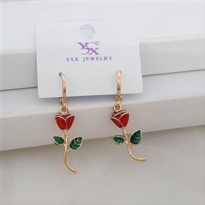 گوشواره زنانه حلقه ای گل رز YSX کد RS-183