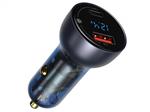 شارژر فندکی ۶۵ وات مدل Baseus Particular Digital Display QC PPS Dual Quick Charger Car Charger 65W Dark Gray