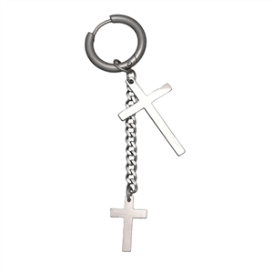 گوشواره مردانه دو صلیبه نقره ای