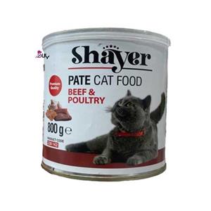 کنسرو گربه شایر پاته گوشت و ماکیان (800 گرم) Shayer Beef & Poultry Cat Food 800g