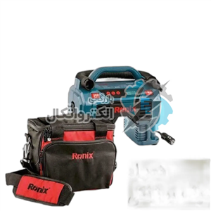 پمپ باد دیجیتال مینی کمپرسور سه کاره فندکی دیجیتال رونیکس مدلRH-4260B با کیف برزنتی و لوازم