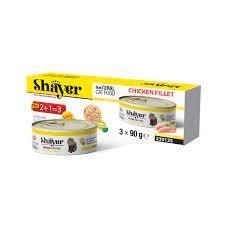 کنسرو نچرال شایر گربه با طعم فیله مرغ پک سه عددیShayer