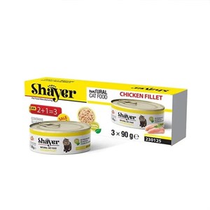 کنسرو نچرال شایر گربه با طعم فیله مرغ پک سه عددیShayer