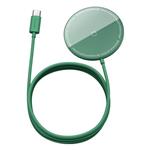 شارژر بیسیم و مگنتی باسئوس مدل Baseus Simple Mini Magnetic Wireless Charger suit for IP12 with Type-C cable 1/5m  Green