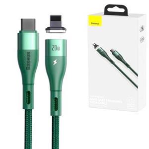 کابل تبدیل USB C به لایتنینگ باسئوس Baseus Zinc Magnetic Safe Fast Charging Data Cable Type to IP PD 20W 1m Green 