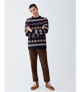 شلوار کتان قهوه ای تیره مردانه پل اند بیر