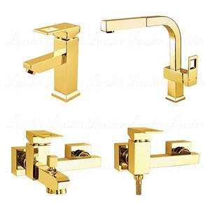 ست شیرآلات قهرمان مدل فلت رویال طلایی( ظرفشویی علم تخت)