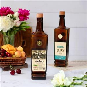 بطری آب درب چوبی الیرا سفید - قهوه ای گرند