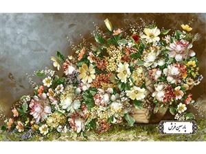 نخ و نقشه تابلو فرش سبد گل های ریخته – کد NG1592