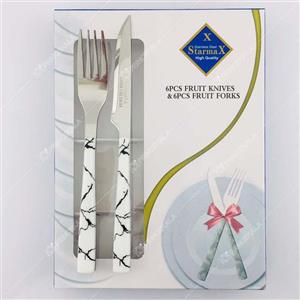 کارد و چنگال استار مکس مدل پلاستیکی ماربل سفید