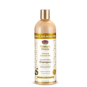 شامپو آفریکن پراید تغذیه کننده و براق کننده مناسب موی فر حاوی روغن نارگیل و عسل حجم 473 میل