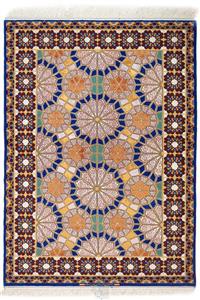 فرش دستباف اصفهان ۳متری 60رج ابریشم  نقش مشبک الوان (فروخته شده) 