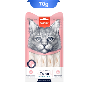 بستنی گربه طعم ماهی تن و میگو ونپی (5عددی) (Wanpy) وزن 70 گرم