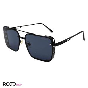 عینک آفتابی میباخ مستطیلی شکل با فریم مشکی رنگ، جنس فلزی و لنز دودی تیره مدل 5202