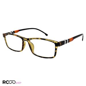 عینک مطالعه نزدیک بین نمره  3.00 با فریم هاوانا، مستطیلی شکل و دسته طرح باربری مدل DBB09