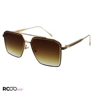 عینک آفتابی میباخ با فریم طلایی رنگ، شکل چند ضلعی و لنز قهوه ای سایه روشن مدل 22402