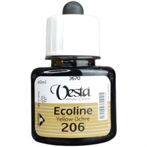 رنگ اکولین رنگ Yellow ochre کد 206 حجم 40 ml برند وستا Vesta