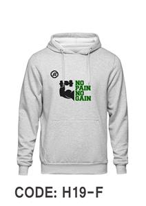 هودی طوسی دورس داخل کرک طرح بدنسازی مردانه NO PAIN NO GAIN کد H119