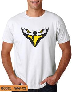 تیشرت سفید طرح دار نقش بدنسازی مردانه کد TMW128