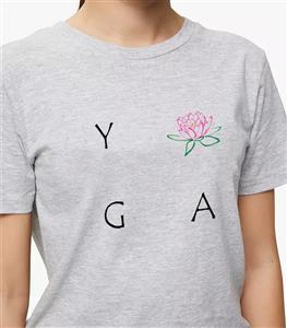 تیشرت طوسی دخترانه طرح یوگا کد Z103