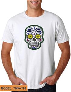 تیشرت سفید طرح دار نقش اسکلت مردانه کد TMW126