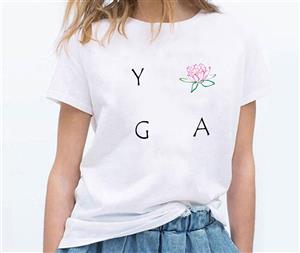تیشرت سفید دخترانه طرح یوگا کد Z108