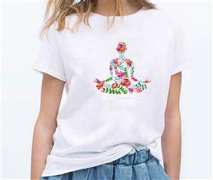 تیشرت سفید دخترانه طرح یوگا کد Z105