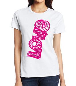 تیشرت سفید دخترانه طرح دار نقش کلمه love کد WPP111