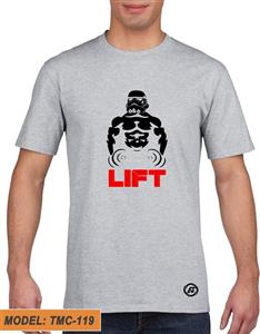 تیشرت طوسی طرح دار بدنسازی نقش مردانه LIFT کد TMC119