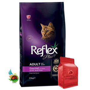 غذای خشک گربه بالغ رفلکس پلاس گورمت Reflex plus Gourmet وزن ۱ کیلوگرم ( بسته بندی ملودی مهربانی )