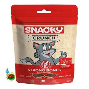 تشویقی گربه کرانچی اسنکی طعم مرغ و پنیر Snacky strong bones with chicken & cheese وزن ۶۰ گرم