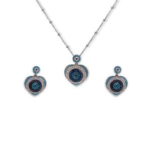 نیم ست جواهری نقره مدل بلو لاو