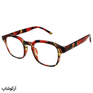 عینک مطالعه نزدیک بین نمره  2.00 با فریم مربعی، رنگ قهوه ای طرح دار و دسته فنری مدل 22-11