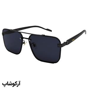 عینک آفتابی مستطیلی کارتیه با فریم مشکی رنگ، لنز دودی تیره و دسته طرح چوبی مدل 22046