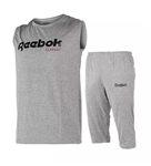 43897 ست رکابی و شلوارک مردانه آستین بلند طوسی Reebok ساده یقه گرد 