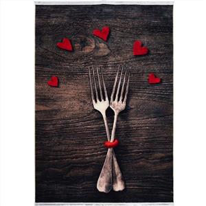 فرش آشپزخانه طرح قلب و چنگال 700 شانه کد 4008090