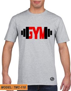 تیشرت مردانه طوسی طرح دار بدنسازی نقش GYM کد TMC118