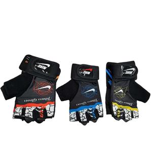 دستکش نیمه انگشتی ورزشی بدنسازی طرح نایک مچبند دار